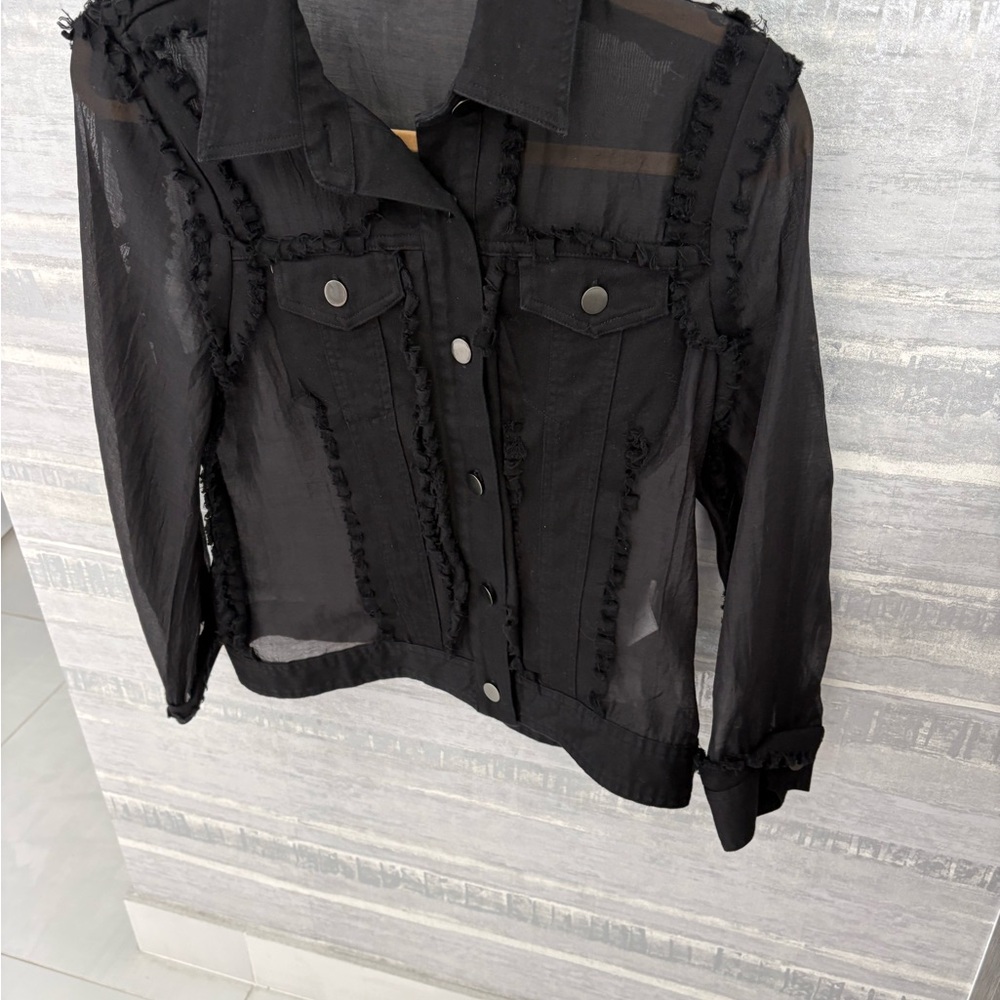 Chic Black Sheer Jean Jacket